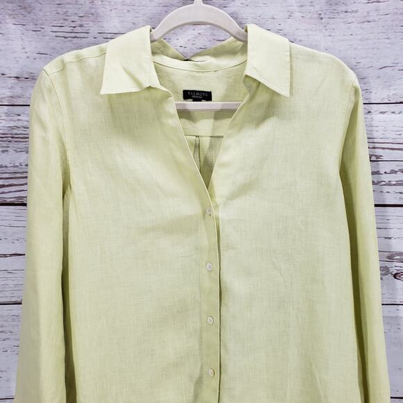 Talbots Women's Pure Irish Linen Button Down Long Sleeve Top Size 10 - Picture 2 of 14